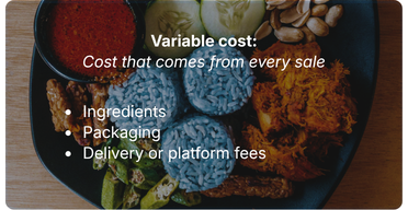 Diagram of variable costs for an F&B dish beyond ingredient cost